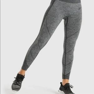 Gymshark Hyper-Amplify Seamless Leggings-Black Marl/Black